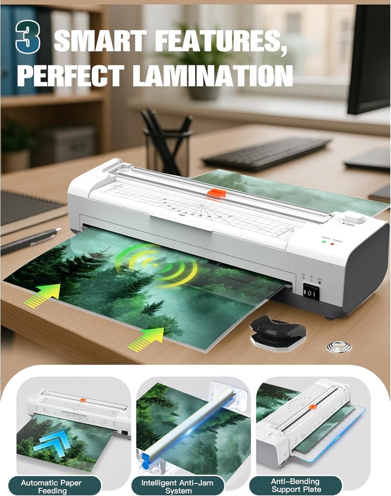 OidoZac Laminator Machine 13 Inch Lamination Machine with Auto Paper Feed, Never Jam A3 Thermal Lamination, 20 Laminating Sheets 10-in-1 Laminator with Cutter, Trimmer & Corner Rounder for Office School Home - Image 2